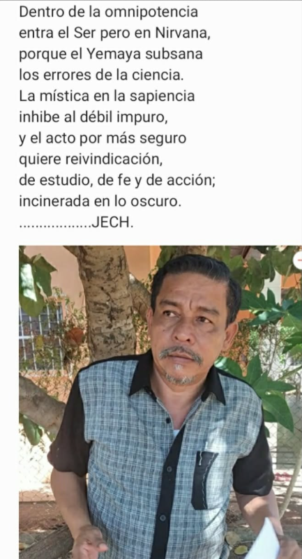 Poema reflexivo firmado J.E.C.H. con retrato de Jose.