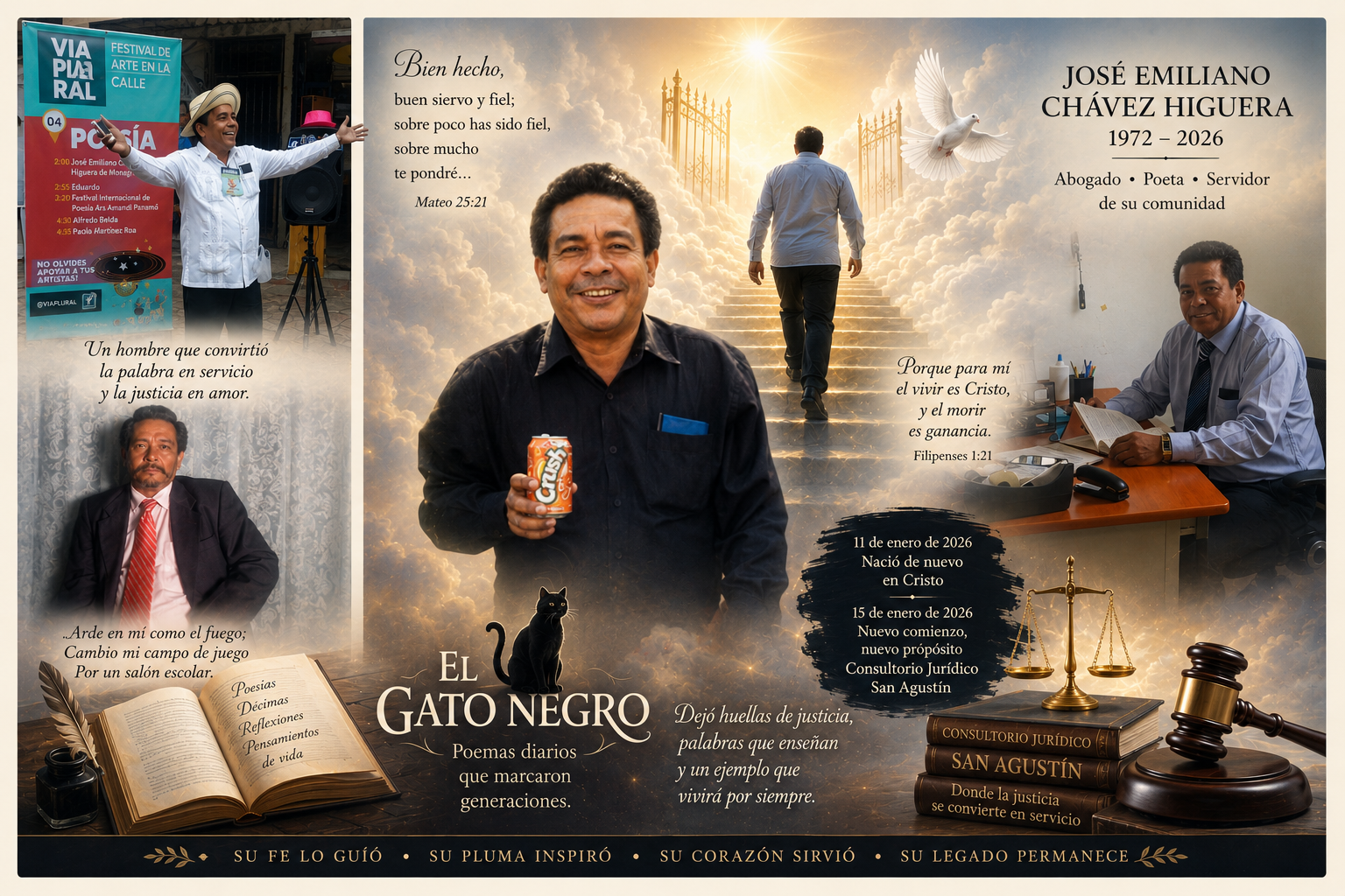 Collage en homenaje a Jos&eacute; Emiliano Ch&aacute;vez Higuera, El Gato Negro